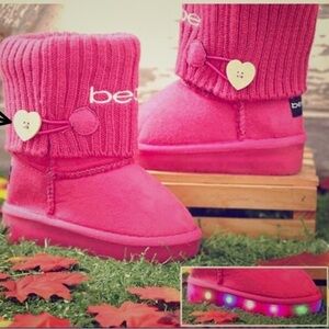 Bebe Pink Suede/Sweater Top Light-Up Boots Toddler Size: 6